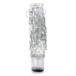Pleaser Botín ADORE-1017SQF Plata Transparente