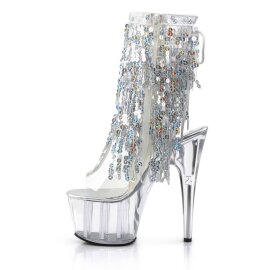 Pleaser Botín ADORE-1017SQF Plata Transparente