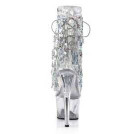 Pleaser Botín ADORE-1017SQF Plata Transparente