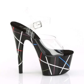 Pleaser Sandalia de Tacón ADORE-708BMC Negro Transparente