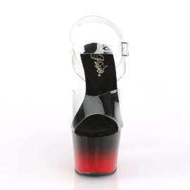 Pleaser Sandalia de Tacón ADORE-708BR-H Negro Rojo Transparente Metalizado