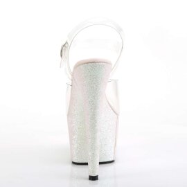 Pleaser Sandalia de Tacón ADORE-708HMG Plata Transparente Multi Purpurina