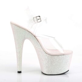Pleaser Sandalia de Tacón ADORE-708HMG Plata Transparente Multi Purpurina