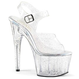 Pleaser Sandalia de Tacón ADORE-708MMG Plata...