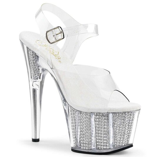Pleaser Sandalia de Tacón ADORE-708SRS Plata Transparente Plata Metalizado