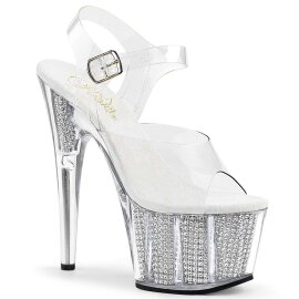 Pleaser Sandalia de Tacón ADORE-708SRS Plata...