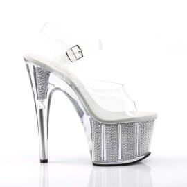 Pleaser Sandalia de Tacón ADORE-708SRS Plata Transparente Plata Metalizado