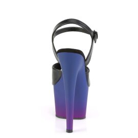 Pleaser Sandalia de Tacón ADORE-709BP Negro Azul-Lila