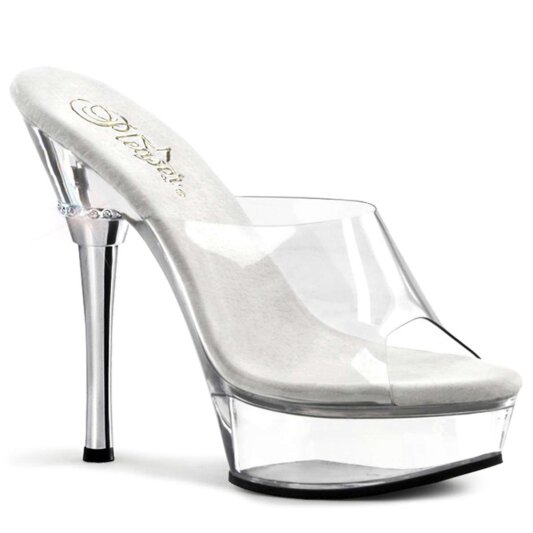 Pleaser Zapato Abierto ALLURE-601 Plata Transparente