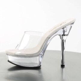 Pleaser Zapato Abierto ALLURE-601 Plata Transparente