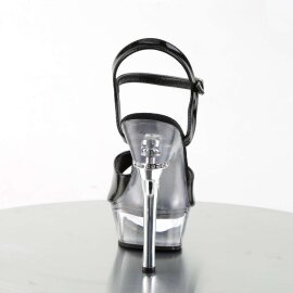 Pleaser Sandalia de Tacón ALLURE-609 Negro Charol Transparente