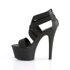 Pleaser Sandalia de Tacón ASPIRE-669 Negro Elástico Piel Sintética