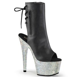 Pleaser BEJEWELED-1018DM-7 Black Faux Leather/Silver...