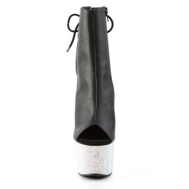 Pleaser BEJEWELED-1018DM-7 Black Faux Leather/Silver...