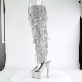 Pleaser Bota Alta BEJEWELED-3019RSF-7 Plata Metálico Metalizado