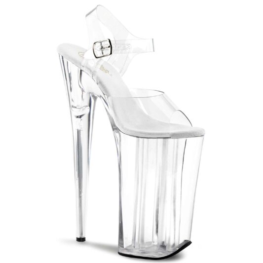 Pleaser Sandalia de Tacón BEYOND-008 Plata Transparente