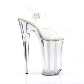 Pleaser Sandalia de Tacón BEYOND-008 Plata Transparente