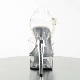 Pleaser Sandalia de Tacón CAPTIVA-608 Plata Transparente