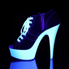 Pleaser Botín DELIGHT-600SK-01 Negro Blanco-Neón