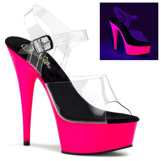 Pleaser DELIGHT-608UV Clear/Neon Pink