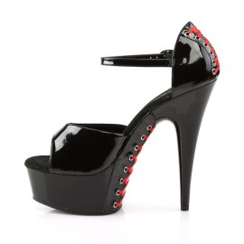 Pleaser Sandalia de Tacón DELIGHT-660FH Negro Rojo