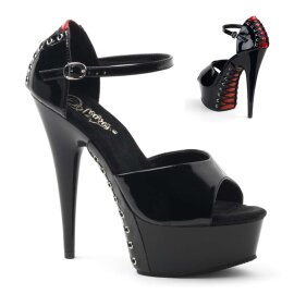 Pleaser Sandalia de Tacón DELIGHT-660FH Negro Rojo