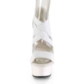 Pleaser DELIGHT-669 White Elastic Band-Faux Leather/White