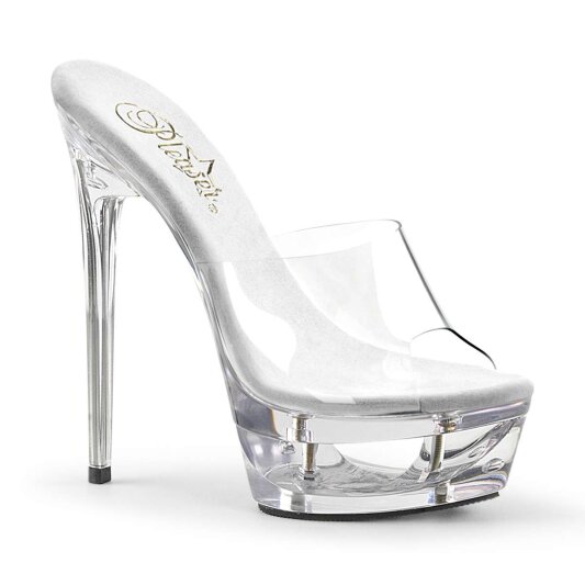 Pleaser Zapato Abierto ECLIPSE-601 Plata Transparente