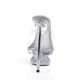Pleaser Zapato Abierto ECLIPSE-601 Plata Transparente