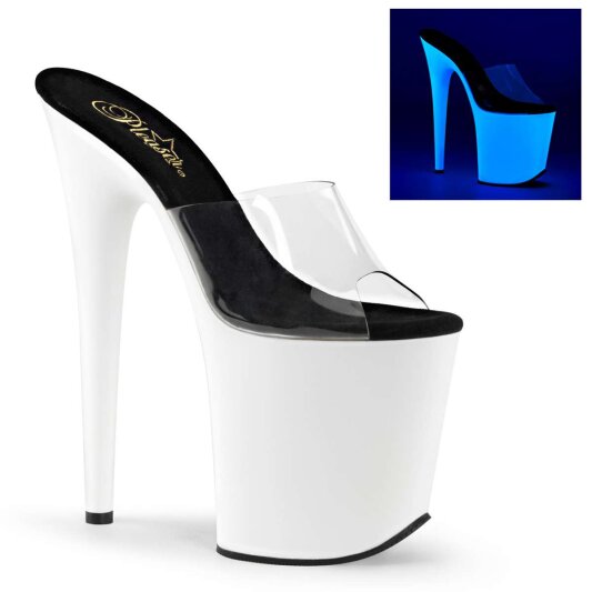 Pleaser Zapato Abierto FLAMINGO-801UV Transparente Blanco-Neón