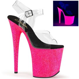 Pleaser FLAMINGO-808UVG Clear/Neon Hot Pink Glitter