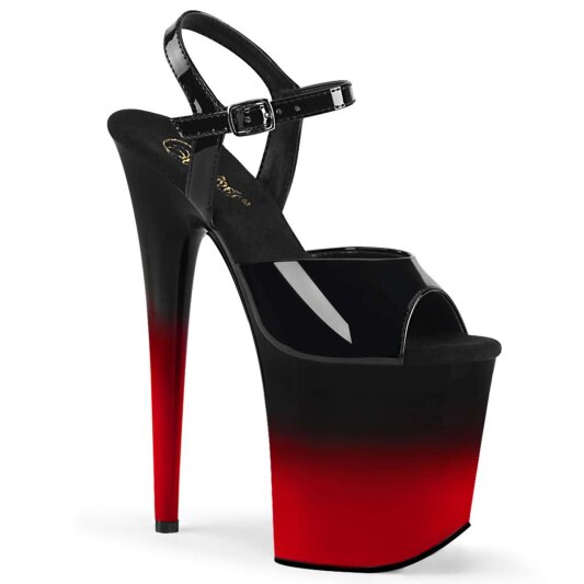 Pleaser Sandalia de Tacón FLAMINGO-809BR-H Negro Charol Rojo Metalizado