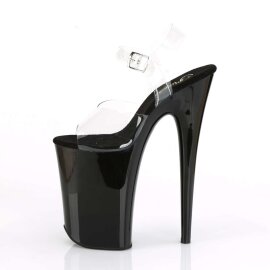 Pleaser Sandalia de Tacón INFINITY-908 Negro Transparente
