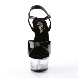 Pleaser Sandalia de Tacón KISS-209 Negro Transparente