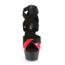 Pleaser KISS-221 Black Nubuck-Red Patent/Black Matte-Red