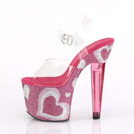 Pleaser LOVESICK-708HEART Clear/Hot Pink-White RS