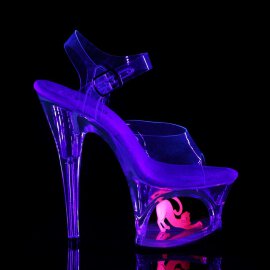 Pleaser MOON-708CAT Clear/Clear-Neon Pink