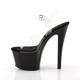 Pleaser Sandalia de Tacón SKY-308 Negro Transparente