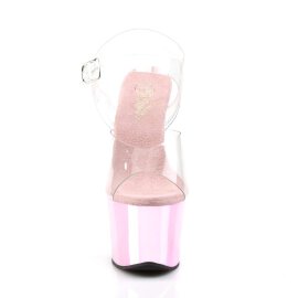 Pleaser Sandalia de Tacón SKY-308 Transparente Rosa Metalizado