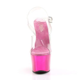 Pleaser Sandalia de Tacón SKY-308 Transparente Rosa Metalizado