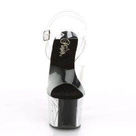 Pleaser Sandalia de Tacón SKY-308CP-3 Transparente Metalizado Negro