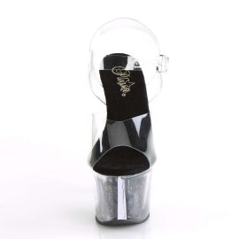 Pleaser Sandalia de Tacón SKY-308GF Negro Transparente Metalizado