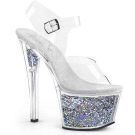 Pleaser Sandalia de Tacón SKY-308GF Plata...