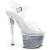 Pleaser Sandalia de Tacón SKY-308GF Plata Transparente Multi Purpurina