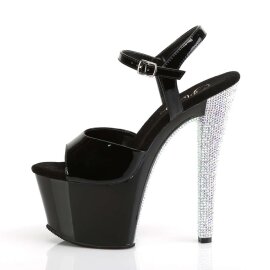 Pleaser Sandalia de Tacón SKY-309CHRS Negro Plata Metalizado