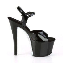 Pleaser Sandalia de Tacón SKY-309CRS Negro Plata Metalizado