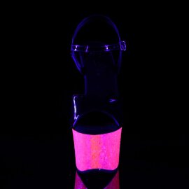 Pleaser SKY-309UVLG Black Patent/Neon Hot Pink Glitter