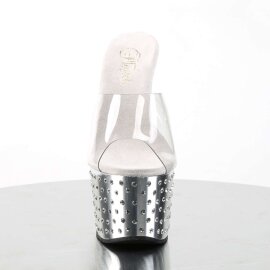 Pleaser Zapato Abierto STARDUST-701 Plata Transparente...