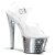 Pleaser Sandalia de Tacón STARDUST-708 Plata Transparente Metalizado