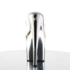 Pleaser Zapato Abierto TABOO-701 Plata Transparente Metalizado